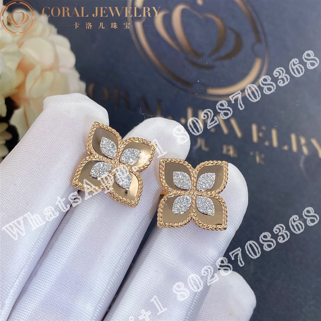 Roberto Coin Princess Flower Earrings with Diamonds 20mm