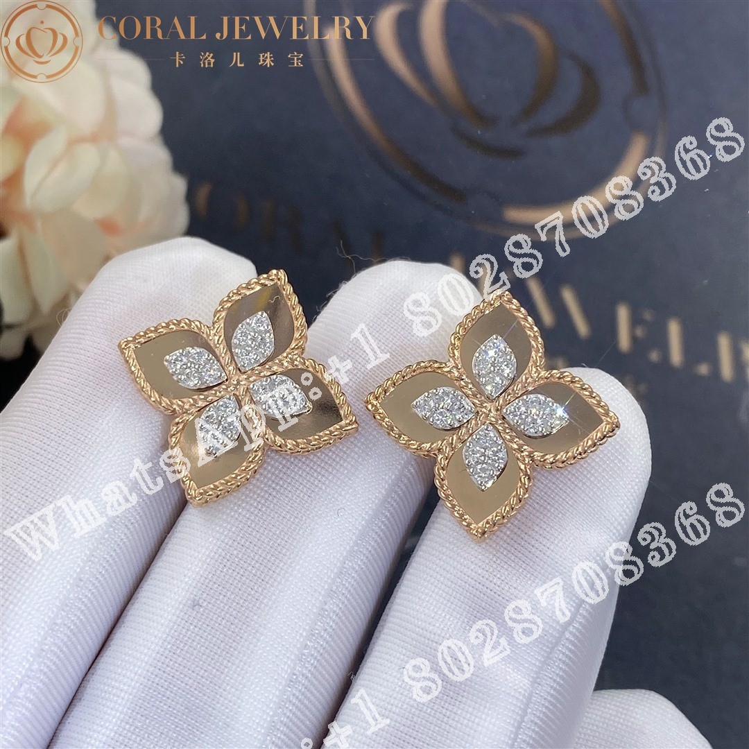 Roberto Coin Princess Flower Earrings with Diamonds 20mm