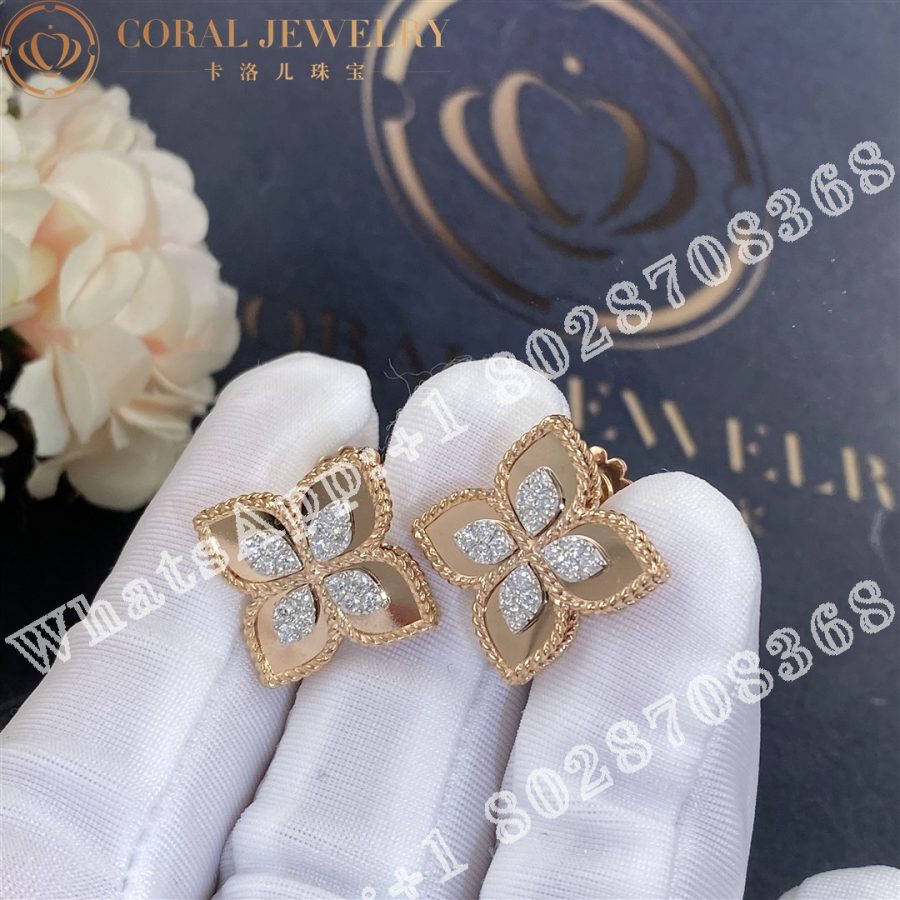 Roberto Coin Princess Flower Earrings with Diamonds 20mm