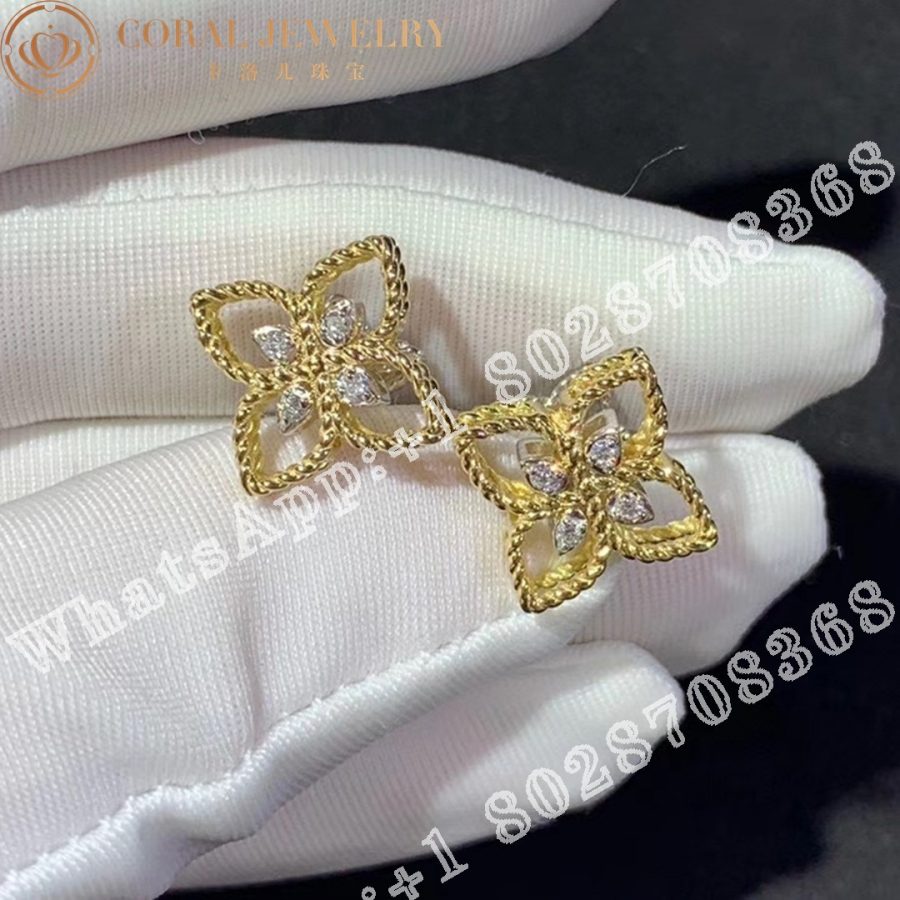 Roberto Coin Princess Flower Earrings with Diamonds ADR777EA2666