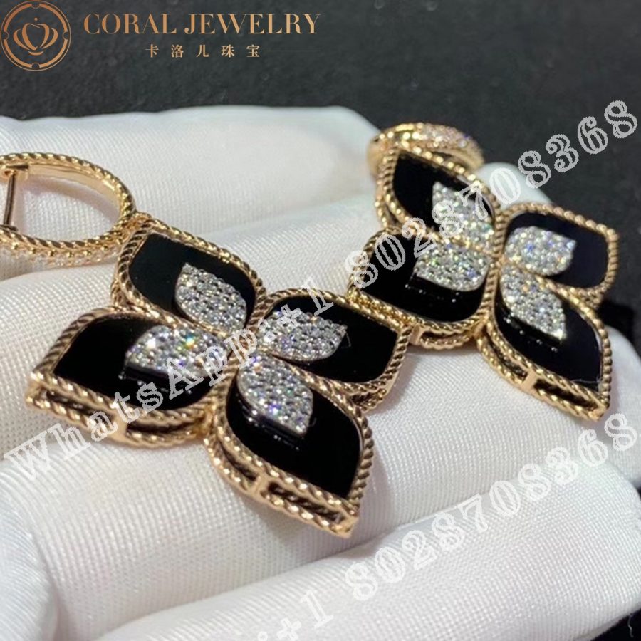 Roberto Coin Princess Flower Earrings with Diamonds and Black Jade ADV888EA1838