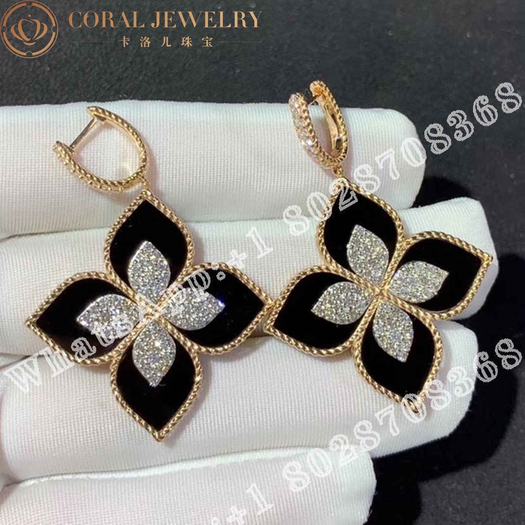 Roberto Coin Princess Flower Earrings with Diamonds and Black Jade ADV888EA1838