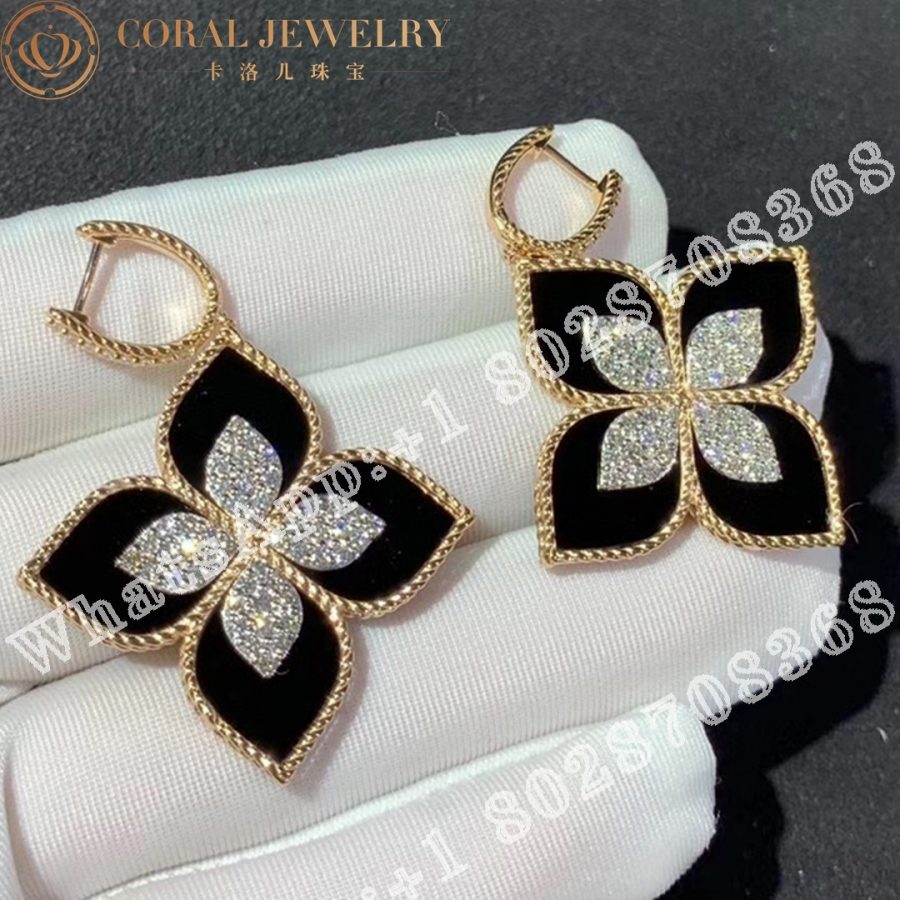 Roberto Coin Princess Flower Earrings with Diamonds and Black Jade ADV888EA1838