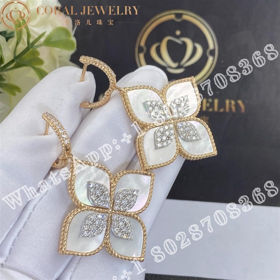 Roberto Coin Princess Flower Mother of Pearl Diamond Earrings