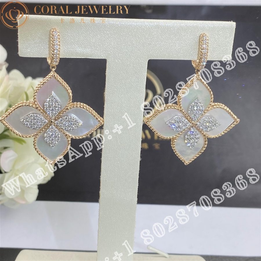 Roberto Coin Princess Flower Mother of Pearl Diamond Earrings