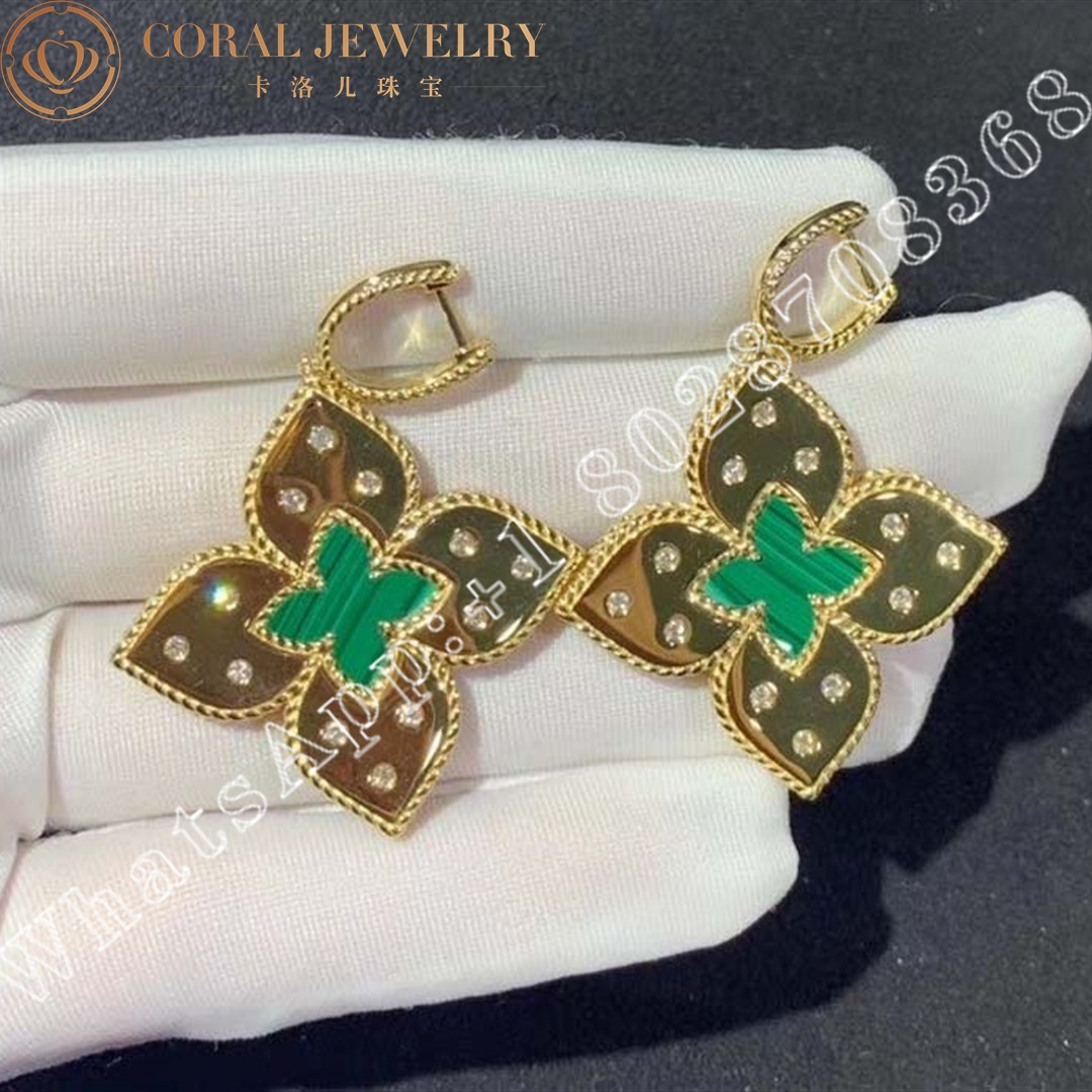 Roberto Coin Venetian Princess Earrings in Yellow Gold and Malachite