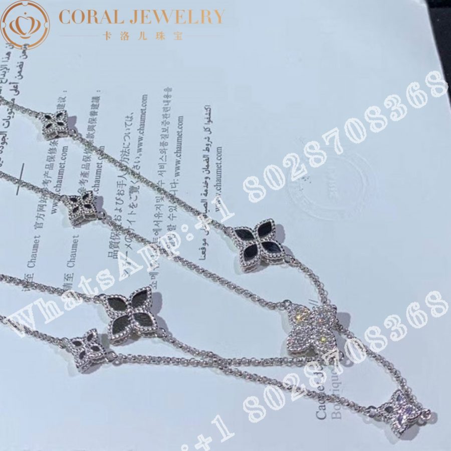 Roberto Coin Princess Flower Necklace White Gold with Diamonds