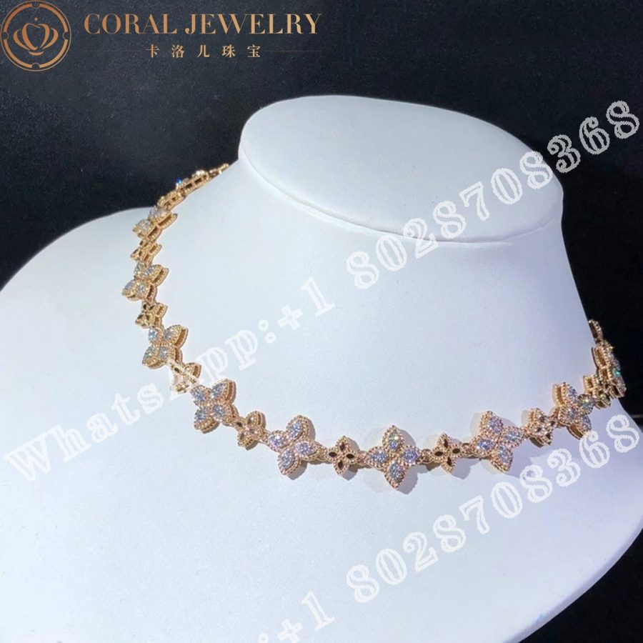 Roberto Coin Princess Flower Rpse Gold Diamonds Necklace