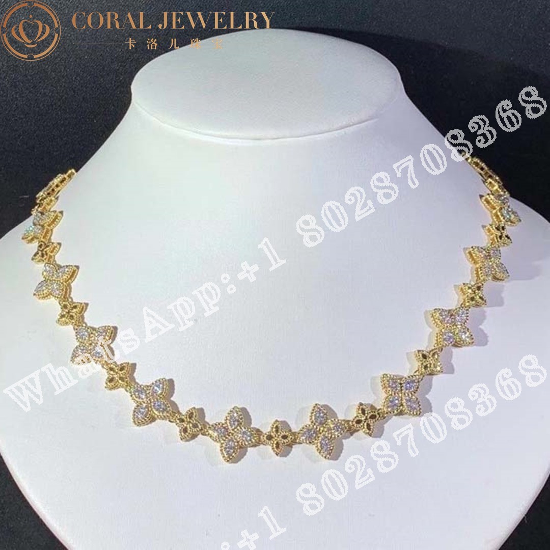 Roberto Coin Princess Flower Yellow Gold Diamonds Necklace