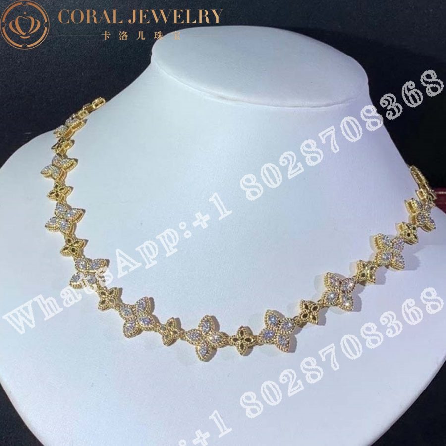 Roberto Coin Princess Flower Yellow Gold Diamonds Necklace