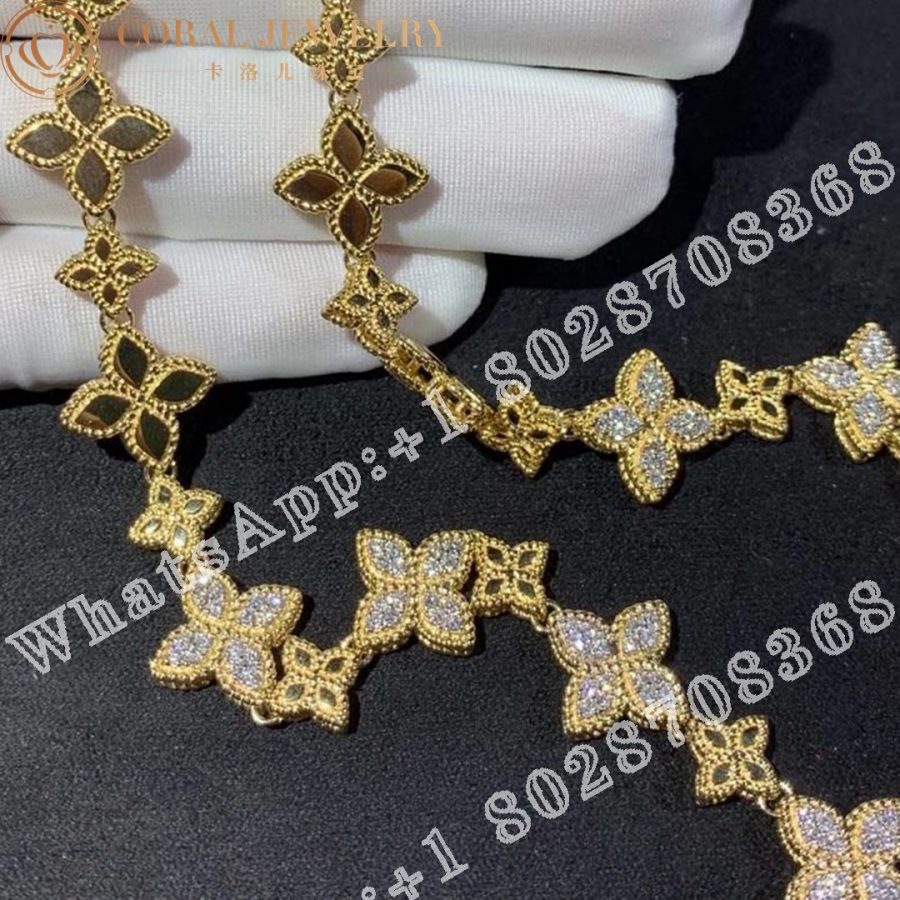 Roberto Coin Princess Flower Yellow Gold Diamonds Necklace