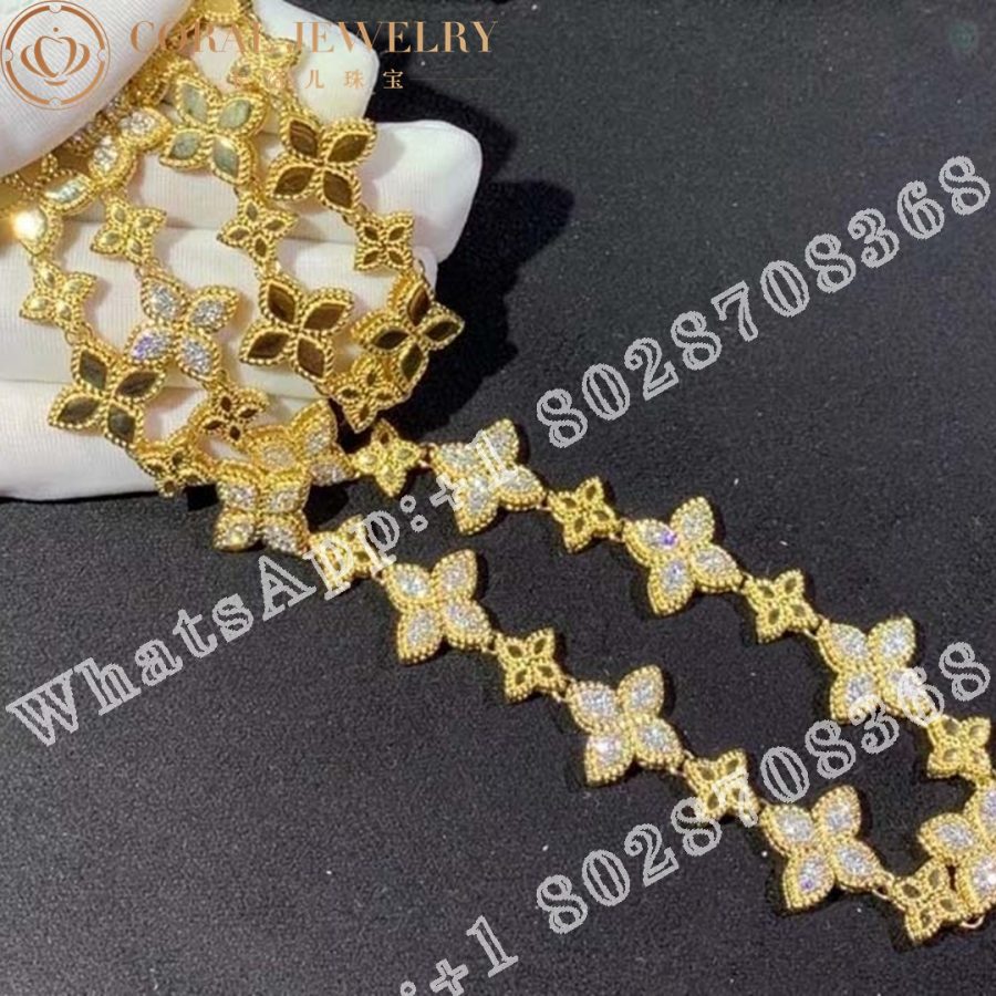 Roberto Coin Princess Flower Yellow Gold Diamonds Necklace