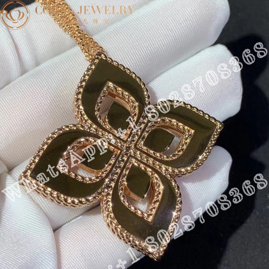 Roberto Coin Rose Gold Diamond & MOP Princess Flower Necklace - 3.5cm