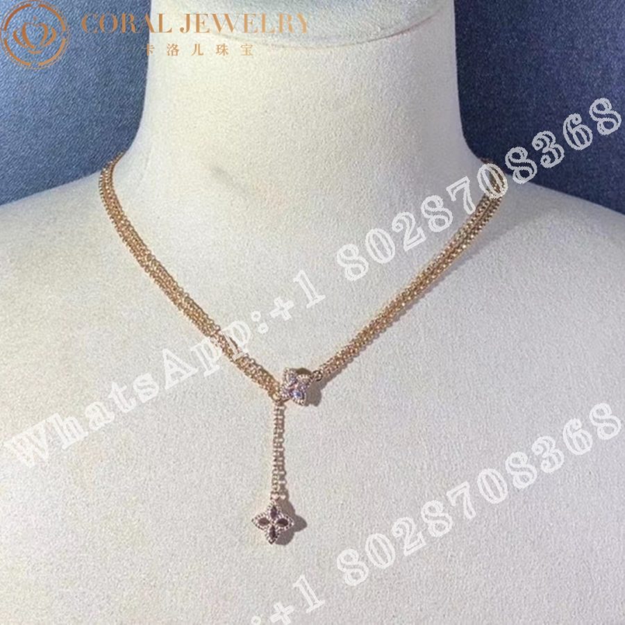 Roberto Coin Rose Gold Diamond & MOP Princess Flower Necklace - 3.5cm