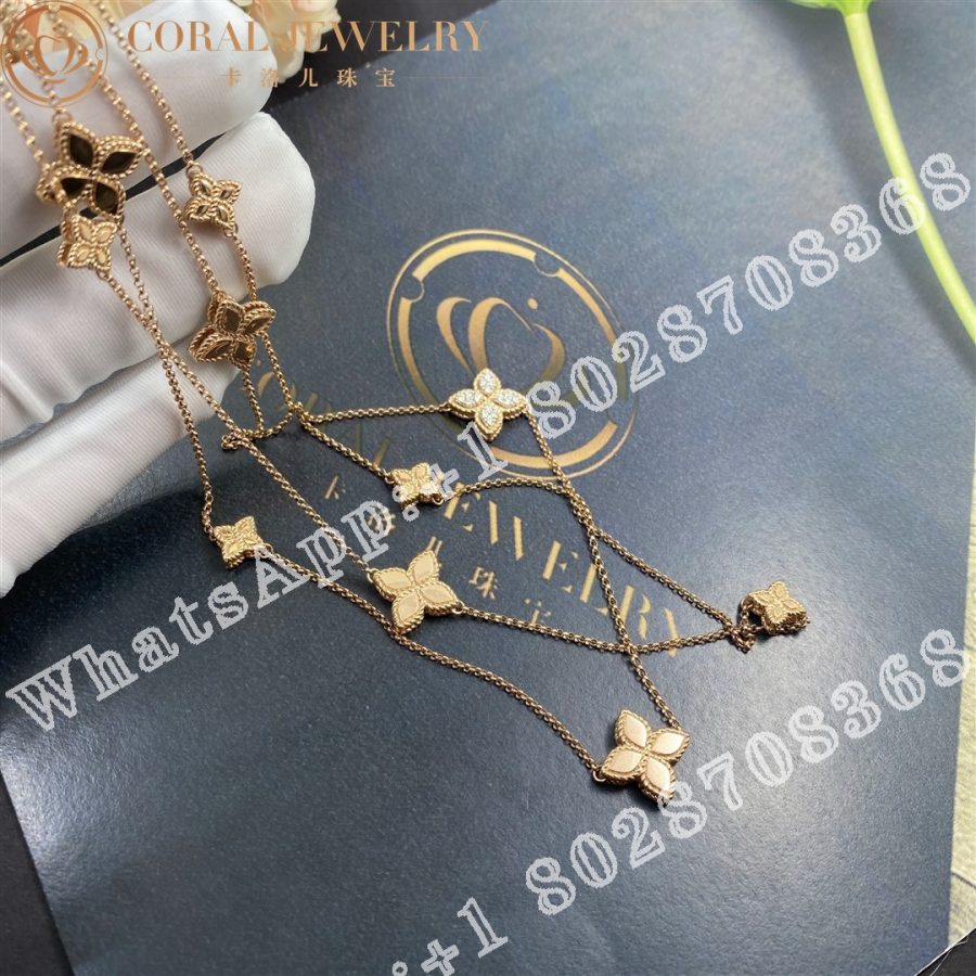 Roberto Coin Rose Gold Diamond Princess Flower Necklace - 1.5cm