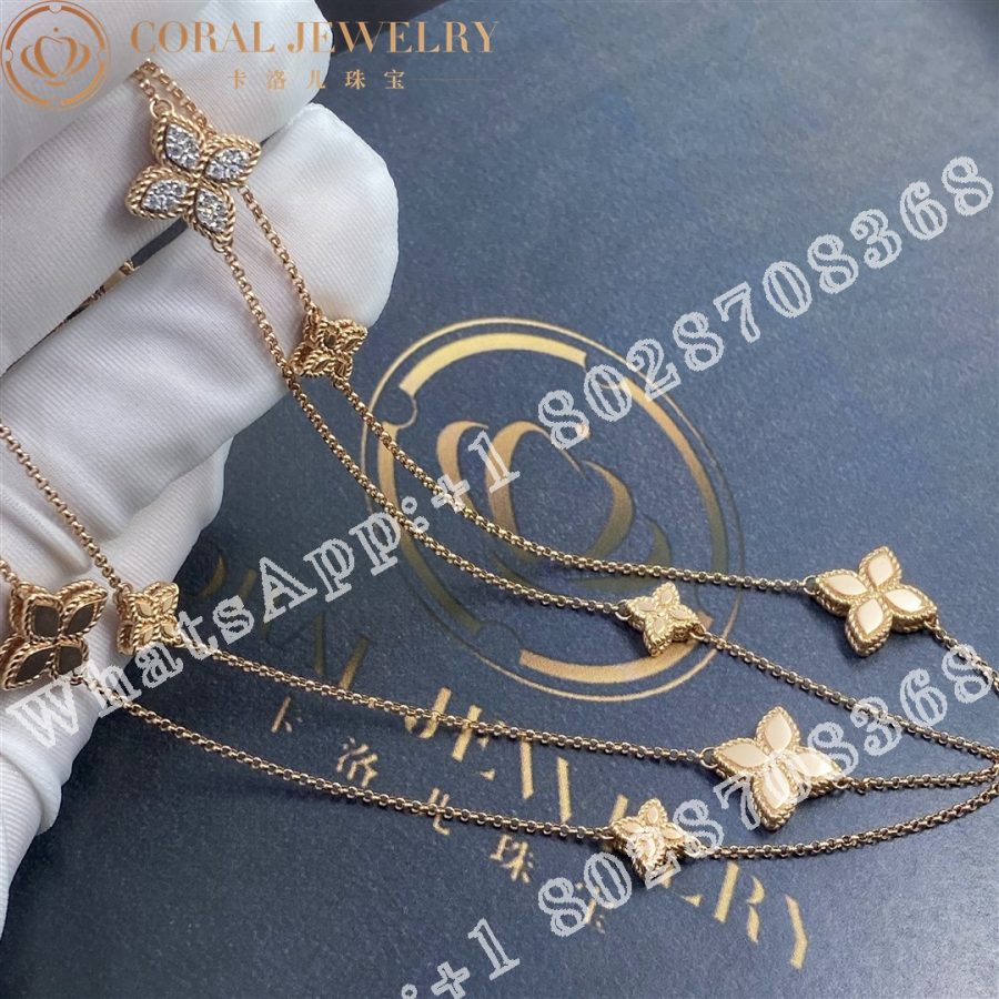 Roberto Coin Rose Gold Diamond Princess Flower Necklace - 1.5cm