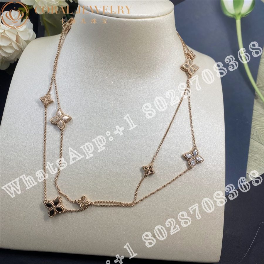 Roberto Coin Rose Gold Diamond Princess Flower Necklace - 1.5cm