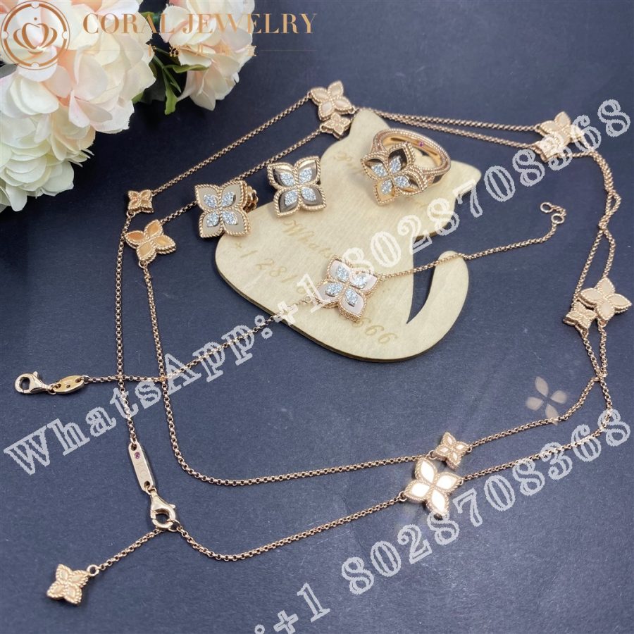 Roberto Coin Rose Gold Diamond Princess Flower Necklace - 1.5cm