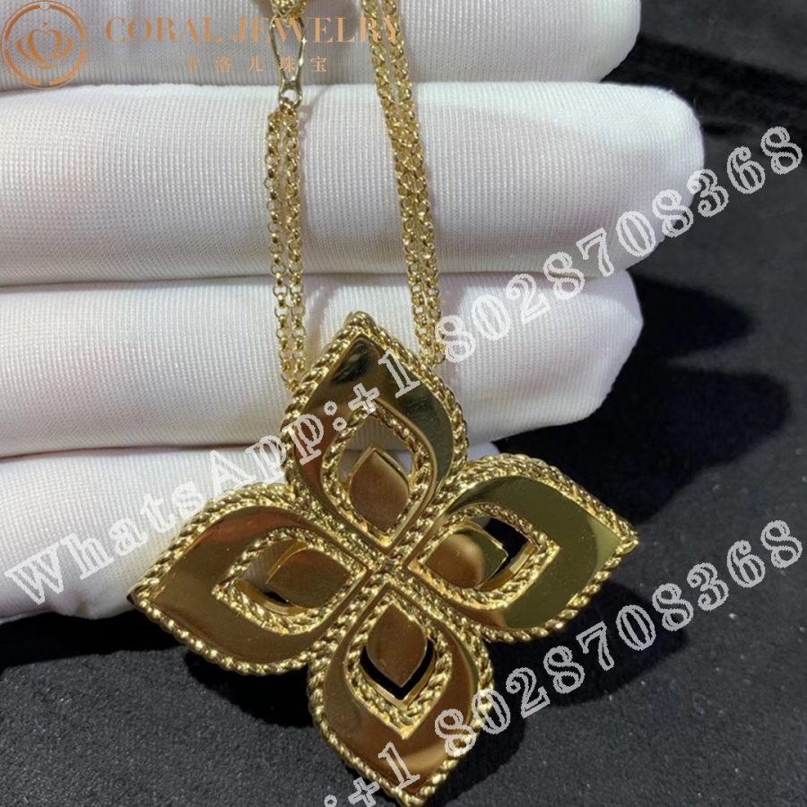 Roberto Coin Yellow Gold Diamond & MOP Princess Flower Necklace - 3.5cm