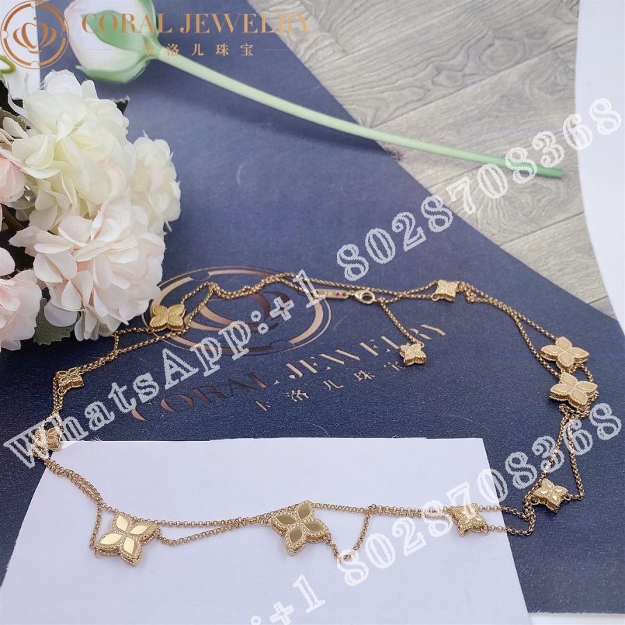 Roberto Coin YEllow Gold Diamond Princess Flower Necklace - 1.5cm