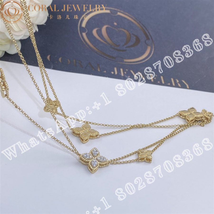 Roberto Coin YEllow Gold Diamond Princess Flower Necklace - 1.5cm