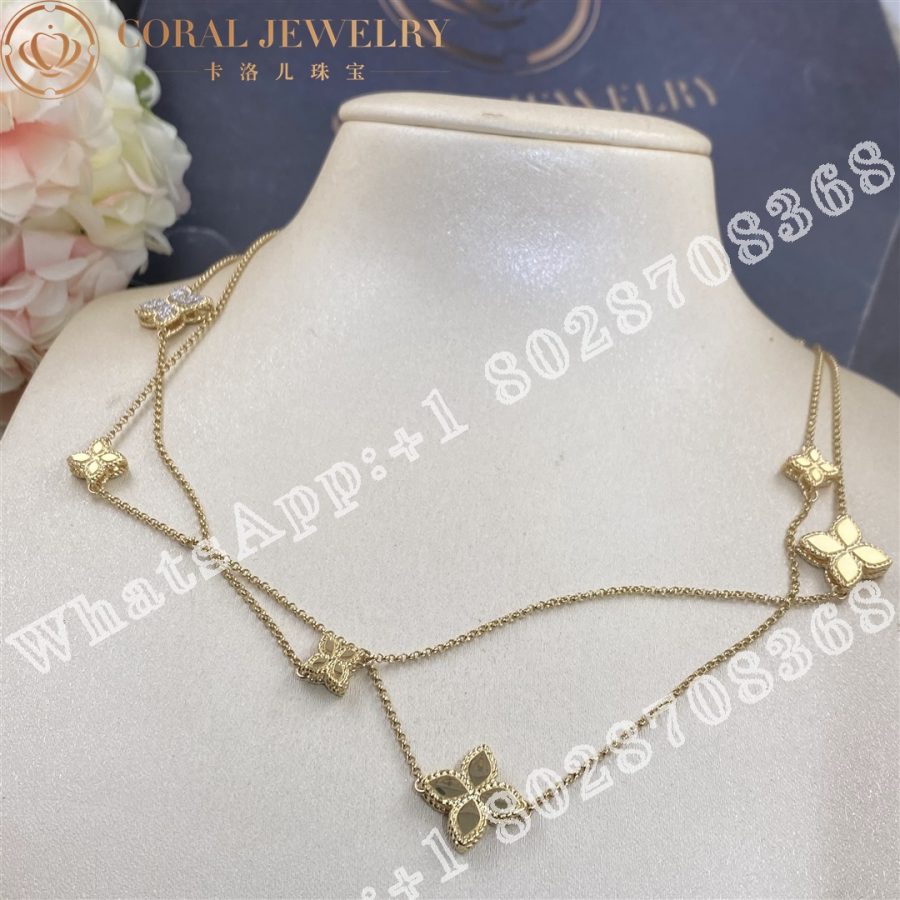 Roberto Coin YEllow Gold Diamond Princess Flower Necklace - 1.5cm