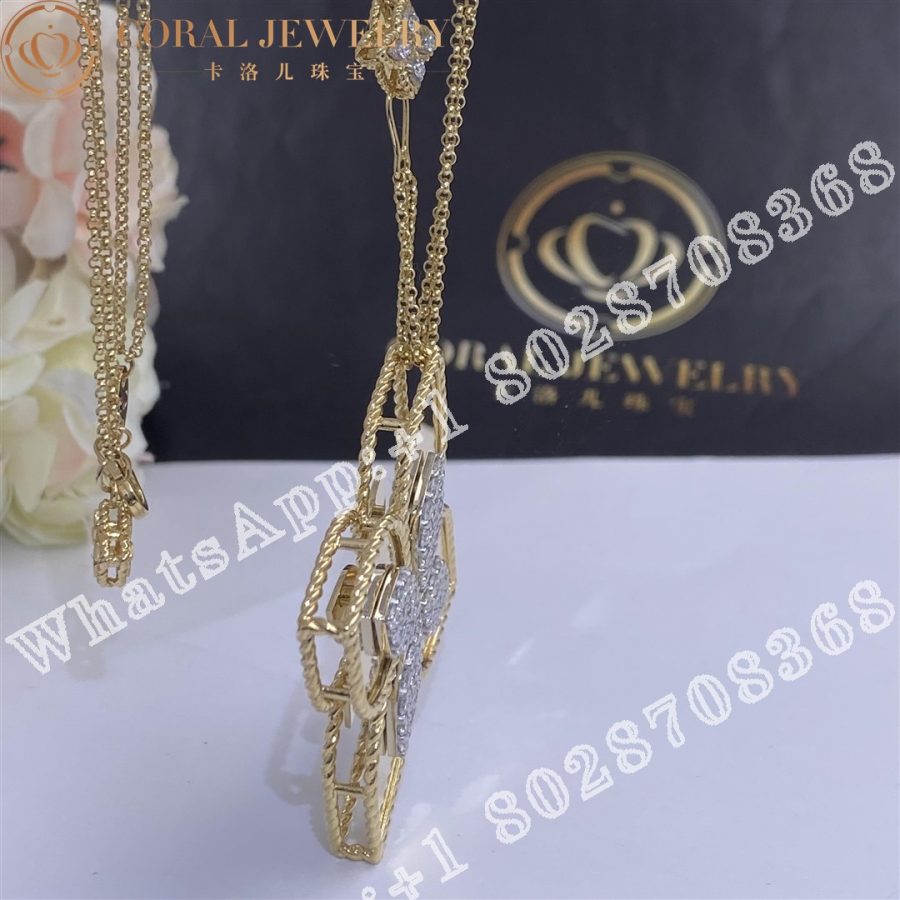 Roberto Coin Yellow Gold Diamond Princess Flower Necklace - 3.5cm