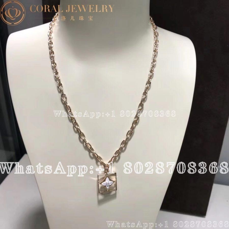 Louis Vuitton B Blossom Necklace Pink Gold White Gold Pink Opal White Mother Of Pearl And Diamonds Q94465 Coral (9)