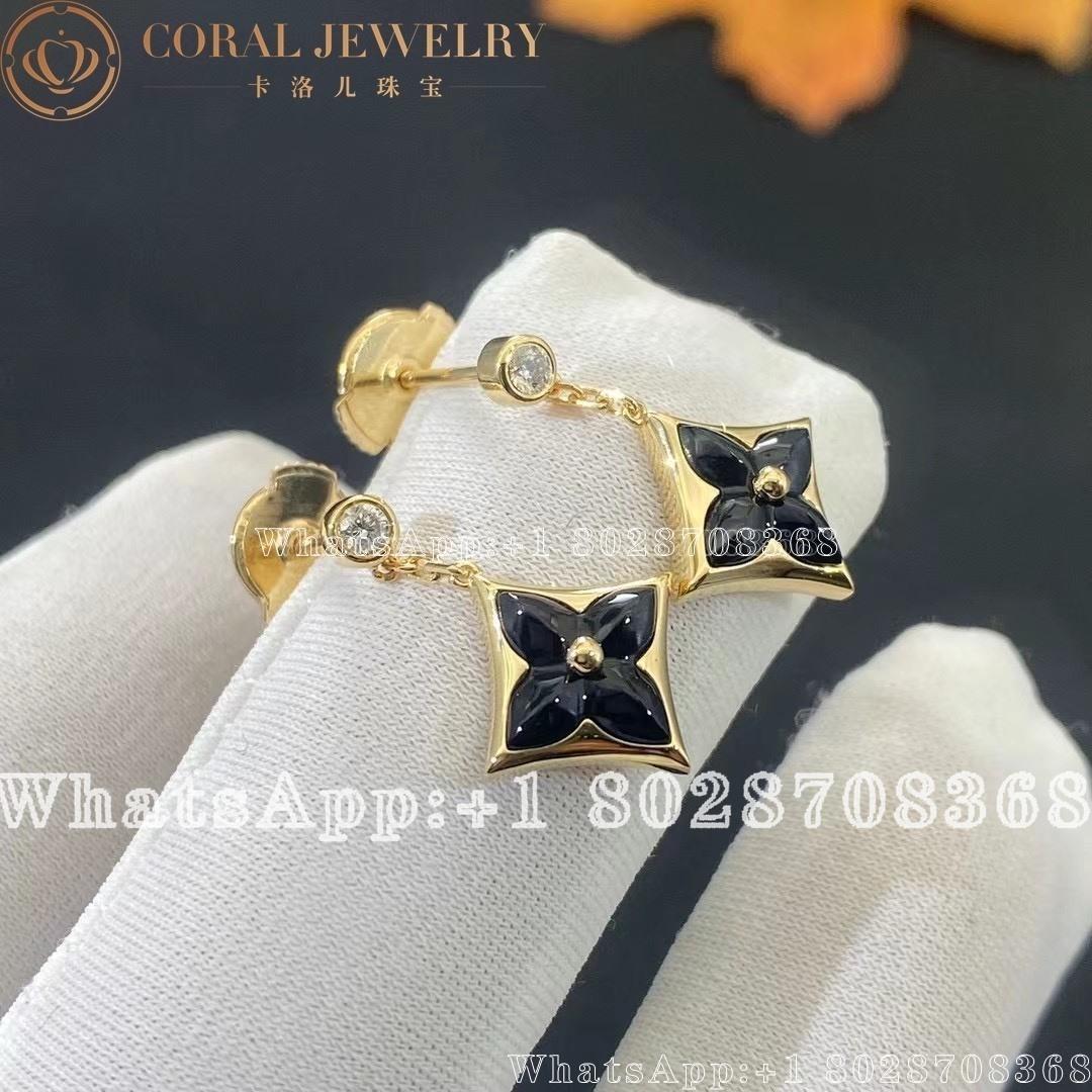 Louis Vuitton Color Blossom Bb Star Ear Studs Yellow Gold Onyx And Diamonds Q96992 Coral (2)