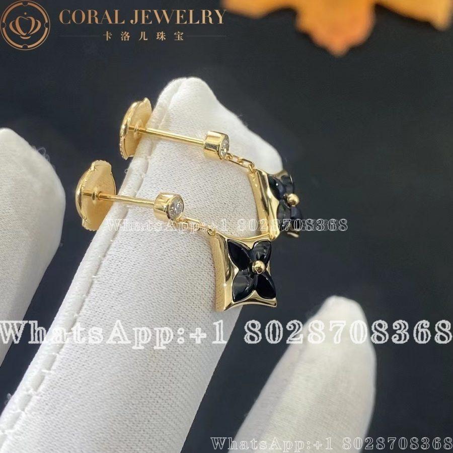 Louis Vuitton Color Blossom Bb Star Ear Studs Yellow Gold Onyx And Diamonds Q96992 Coral (3)