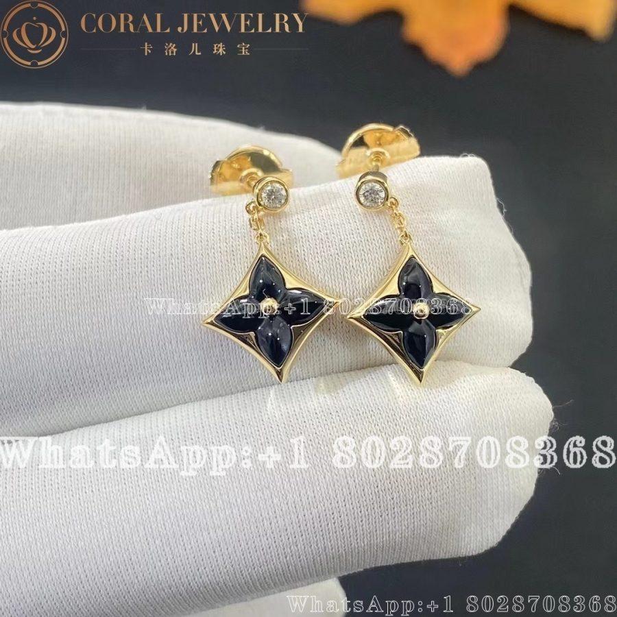 Louis Vuitton Color Blossom Bb Star Ear Studs Yellow Gold Onyx And Diamonds Q96992 Coral (4)