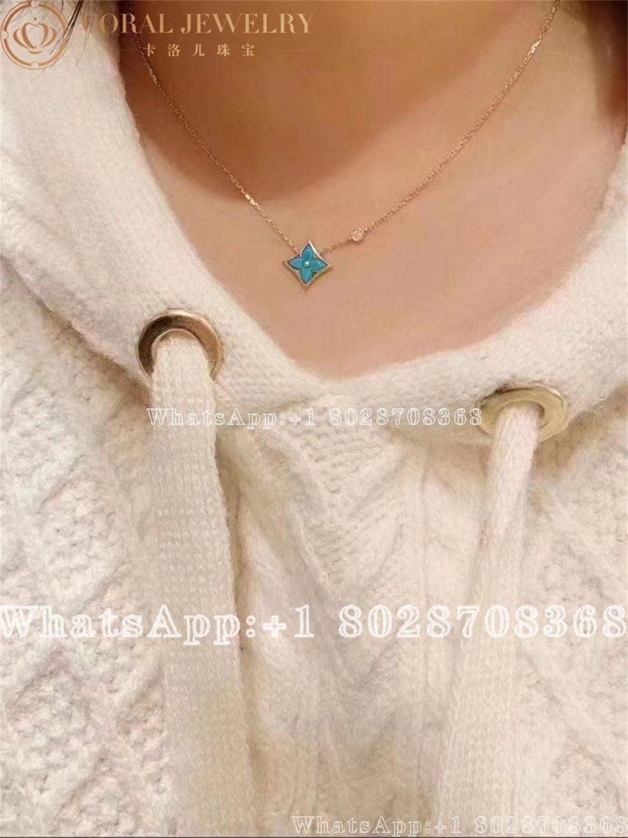 Louis Vuitton Color Blossom Bb Star Pendant Yellow Gold Turquoise And Diamond Q93618 Coral (4)