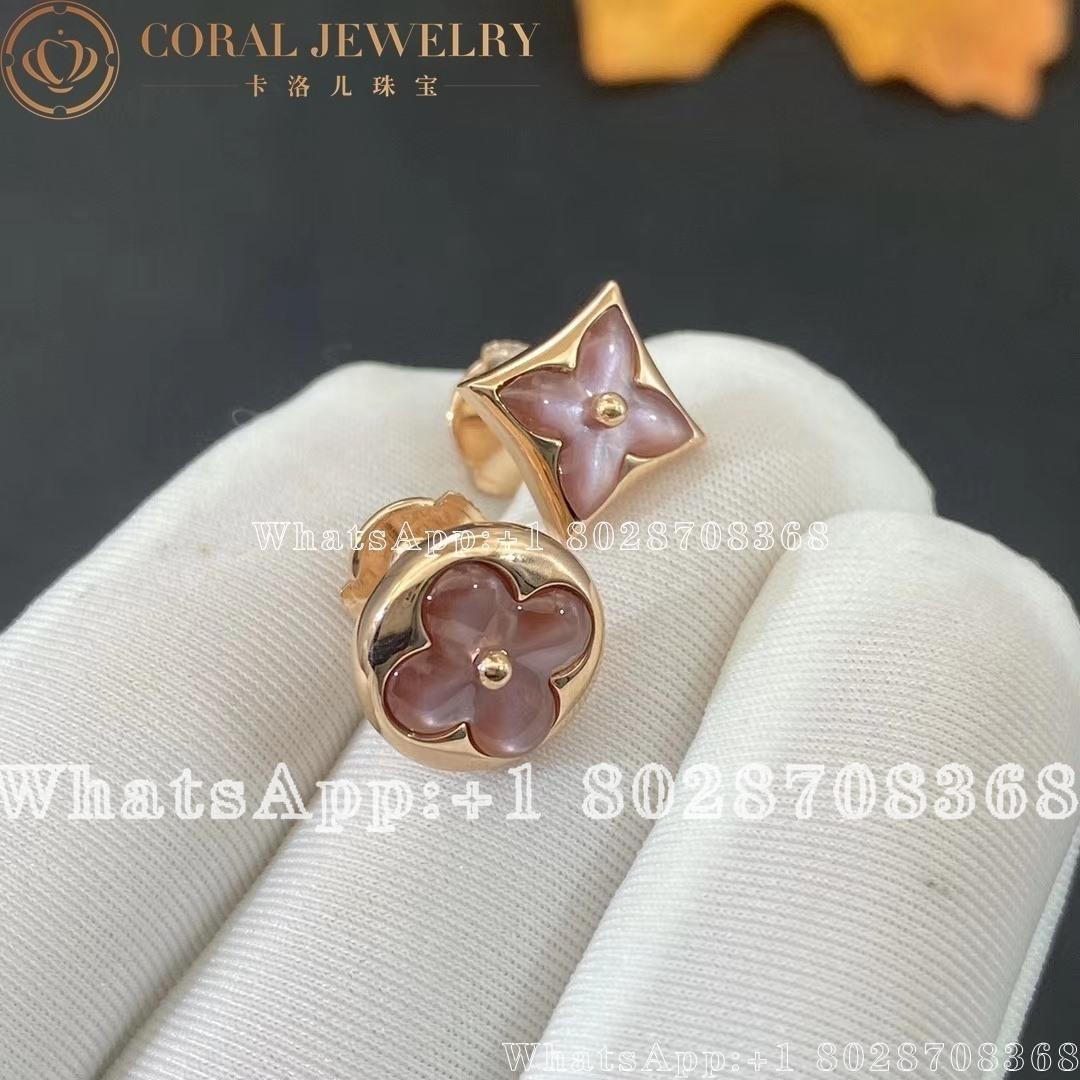 Louis Vuitton Color Blossom Star Ear Stud Rose Gold And Pink Mother Of Pearl Q96426 Coral (1)