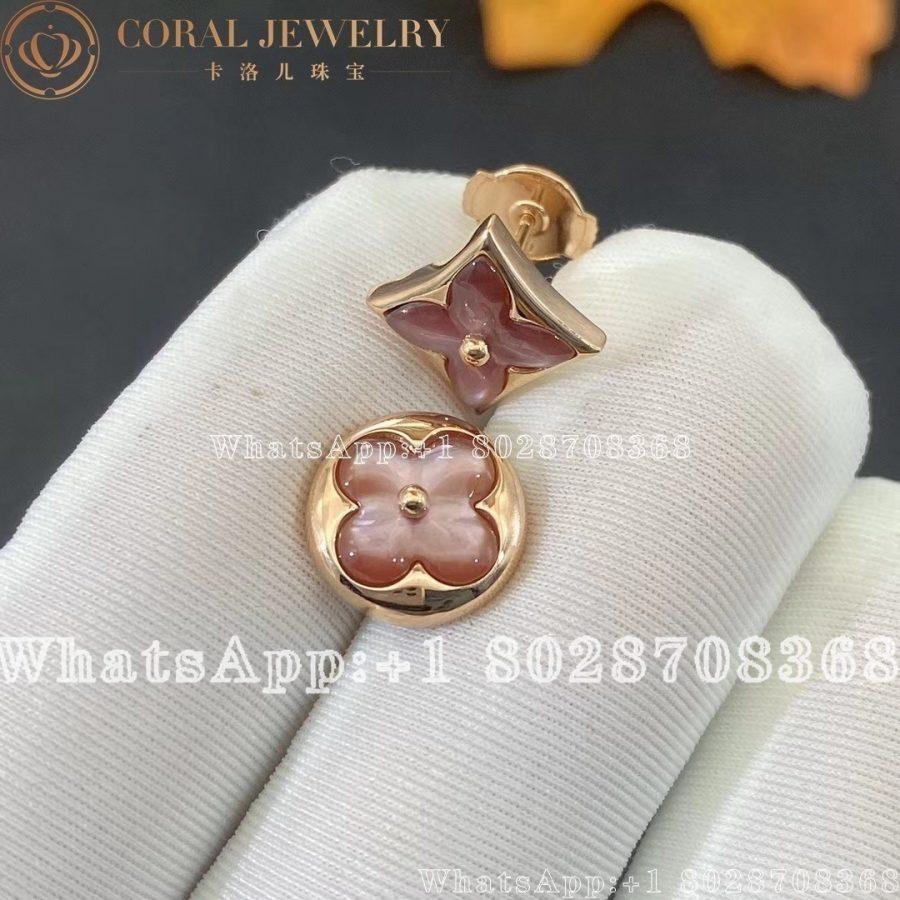 Louis Vuitton Color Blossom Star Ear Stud Rose Gold And Pink Mother Of Pearl Q96426 Coral (13)