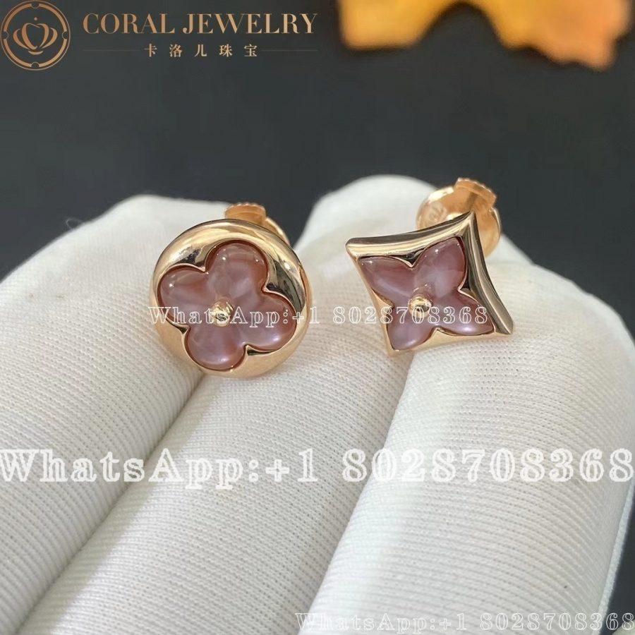 Louis Vuitton Color Blossom Star Ear Stud Rose Gold And Pink Mother Of Pearl Q96426 Coral (14)