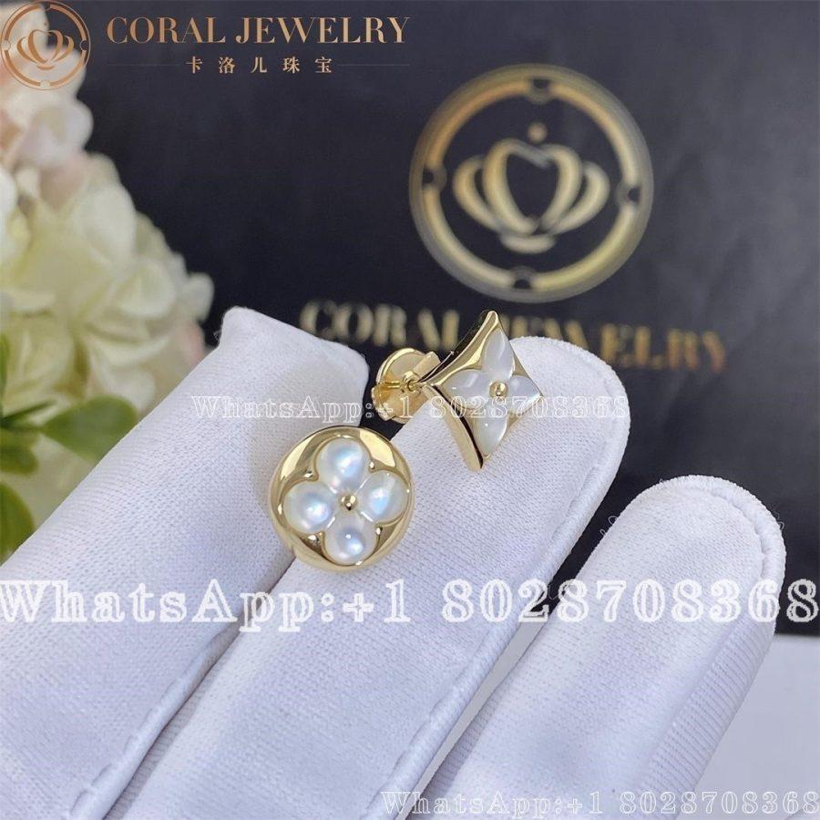 Louis Vuitton Color Blossom Star Ear Stud Yellow Gold And White Mother Of Pearl Q96426 Coral (3)