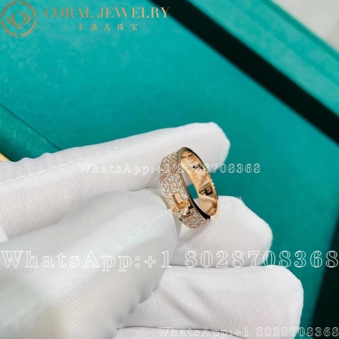 Hermes Kelly Rose Gold Diamonds Ring Coral (1)