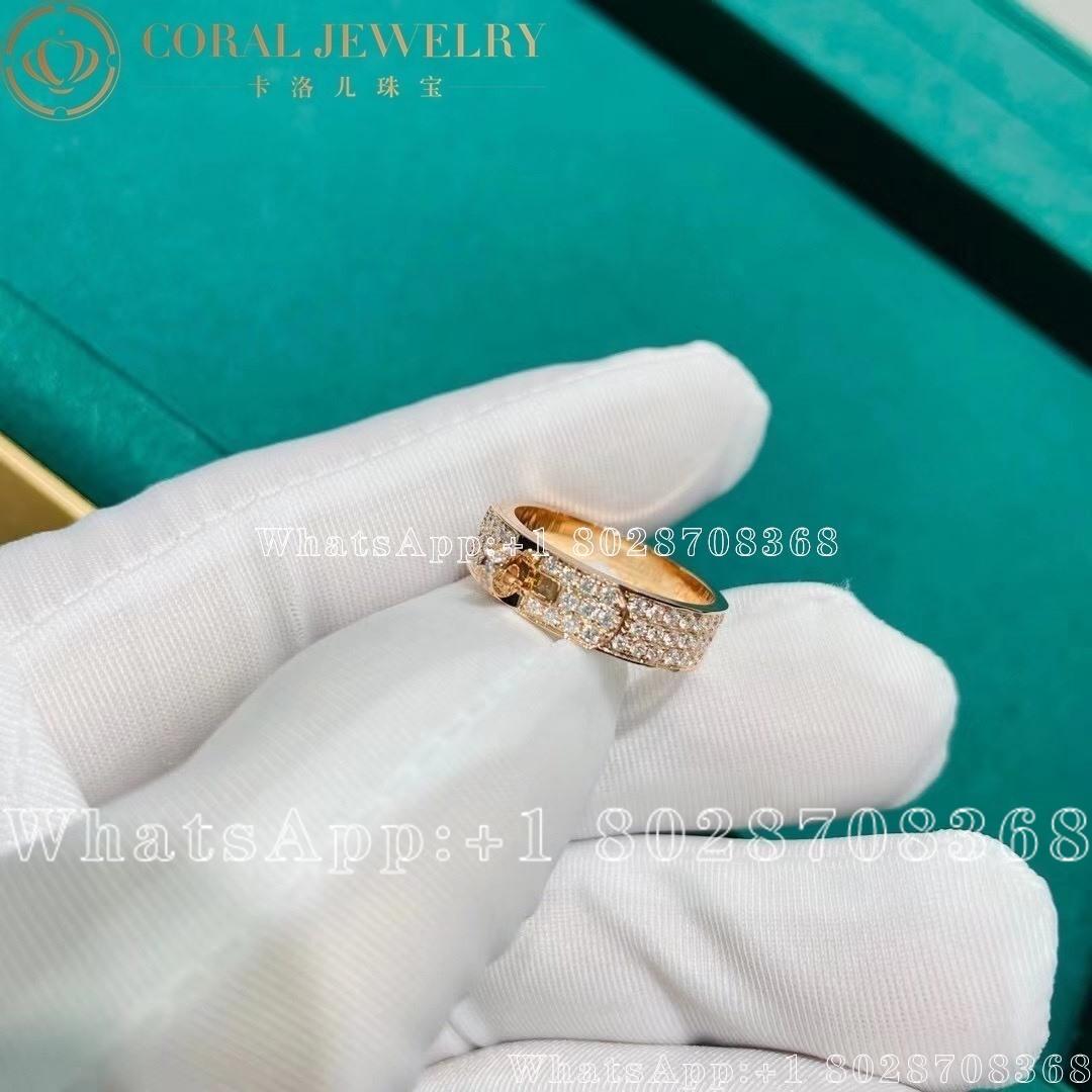 Hermes Kelly Rose Gold Diamonds Ring Coral (2)