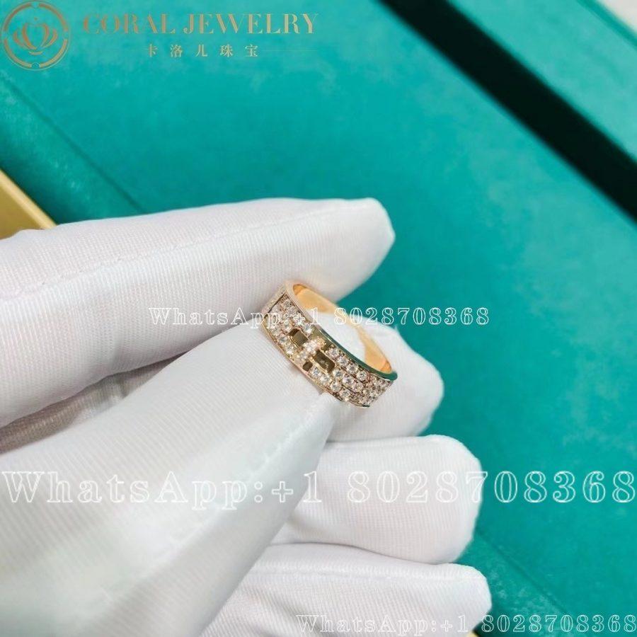 Hermes Kelly Rose Gold Diamonds Ring Coral (4)