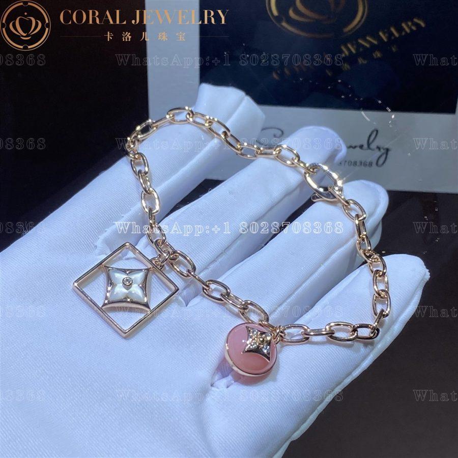 Louis Vuitton B Blossom Bracelet Pink Gold White Gold Pink Opal White Mother Of Pearl And Diamonds Q95756 Coral (15)