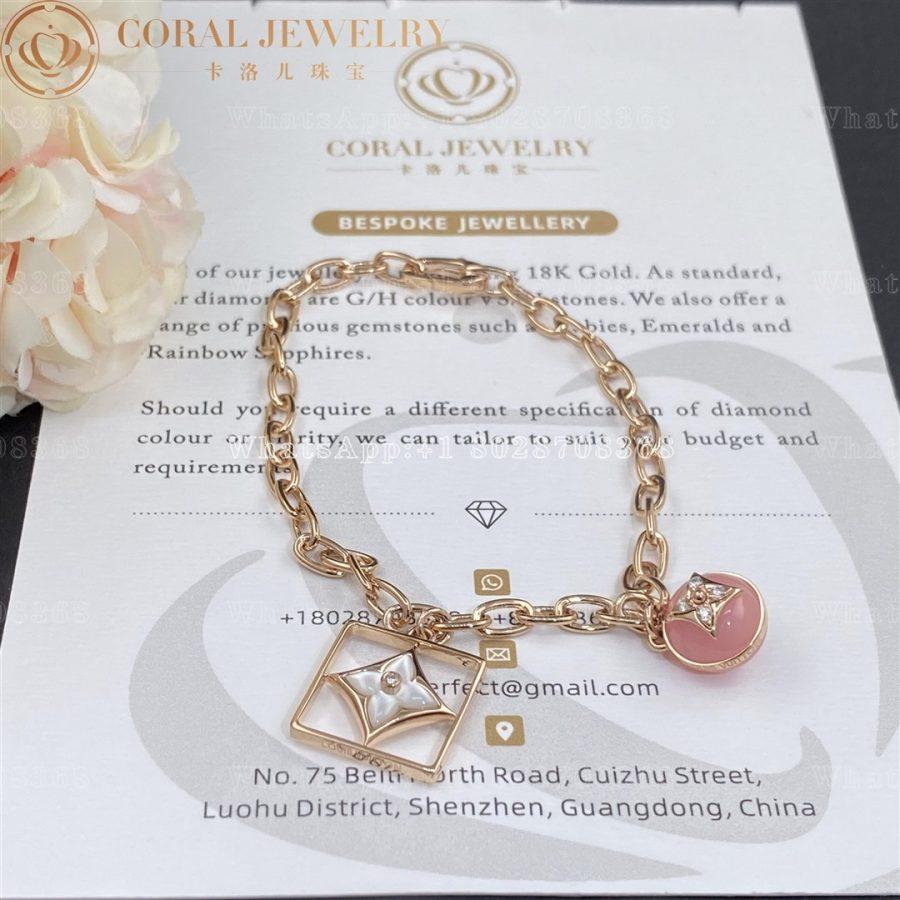 Louis Vuitton B Blossom Bracelet Pink Gold White Gold Pink Opal White Mother Of Pearl And Diamonds Q95756 Coral (19)