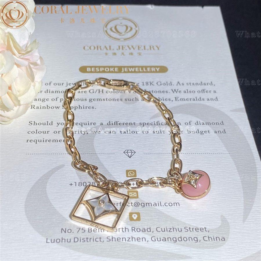 Louis Vuitton B Blossom Bracelet Pink Gold White Gold Pink Opal White Mother Of Pearl And Diamonds Q95756 Coral (20)