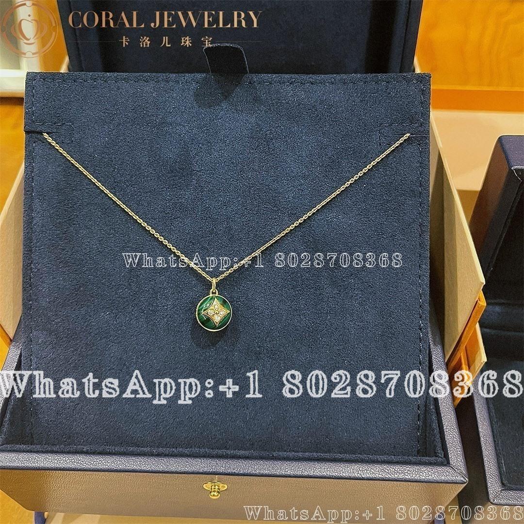 Louis Vuitton B Blossom Pendant Yellow Gold White Gold Malachite And Diamonds Q93792 Coral (1)