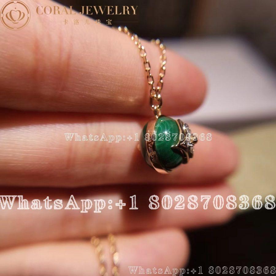 Louis Vuitton B Blossom Pendant Yellow Gold White Gold Malachite And Diamonds Q93792 Coral (10)