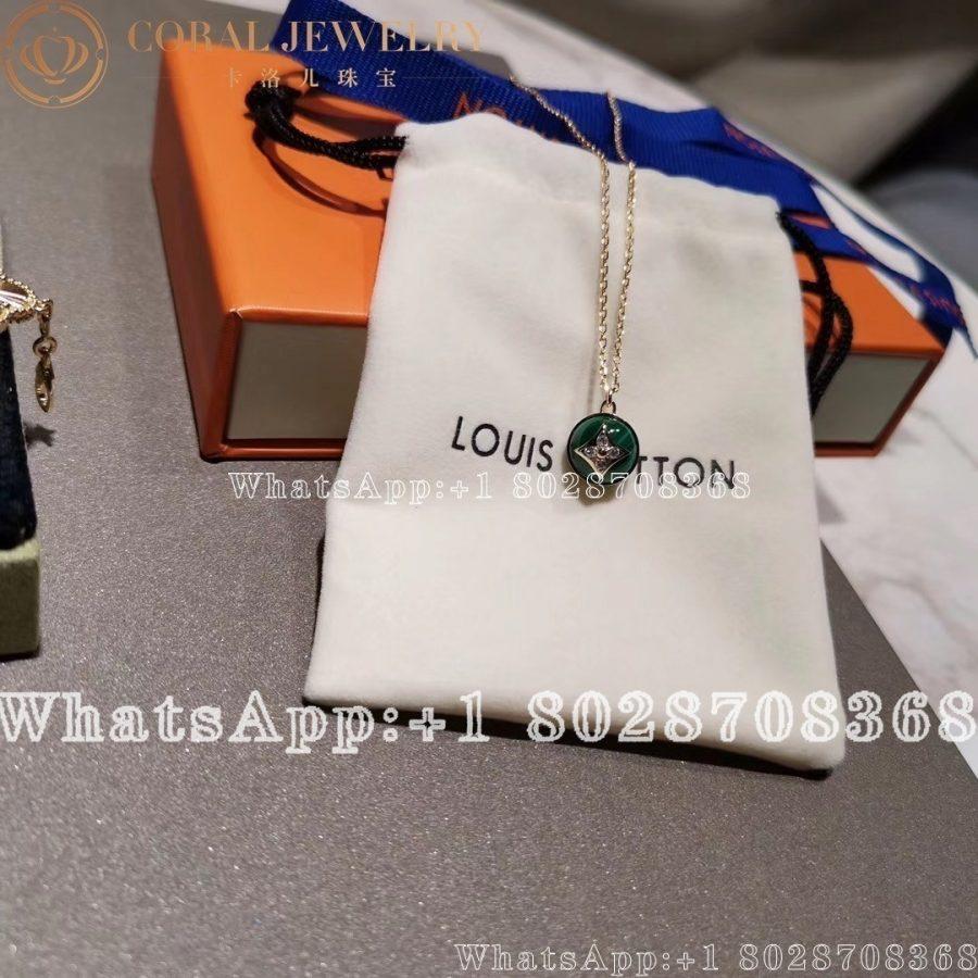 Louis Vuitton B Blossom Pendant Yellow Gold White Gold Malachite And Diamonds Q93792 Coral (2)