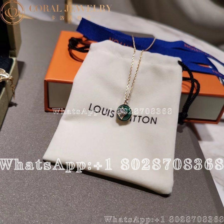 Louis Vuitton B Blossom Pendant Yellow Gold White Gold Malachite And Diamonds Q93792 Coral (3)