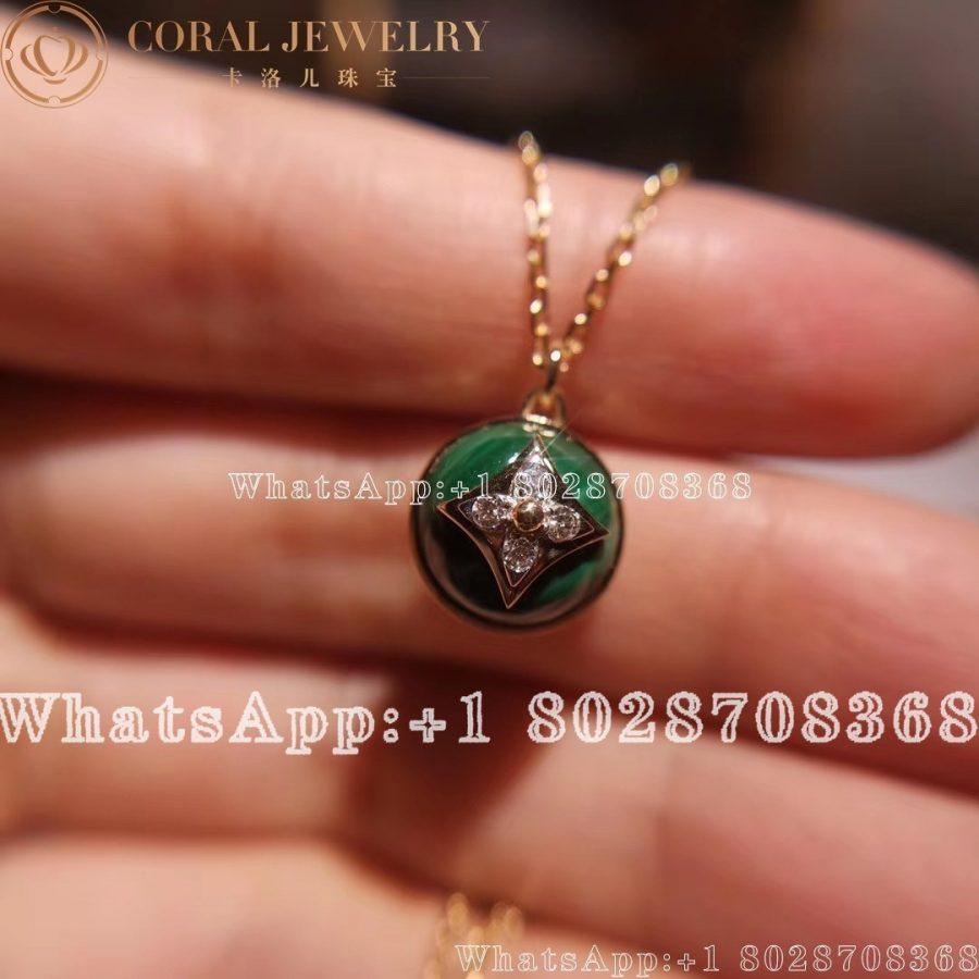 Louis Vuitton B Blossom Pendant Yellow Gold White Gold Malachite And Diamonds Q93792 Coral (8)