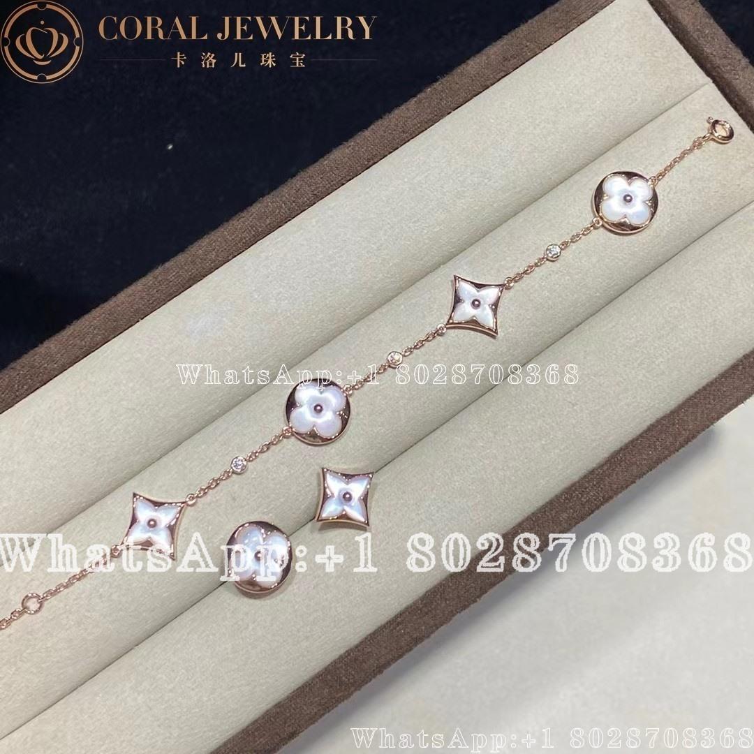 Louis Vuitton Color Blossom Bb Multi Motifs Bracelet Pink Gold White Mother Of Pearl And Diamonds Q95596 Coral (4)