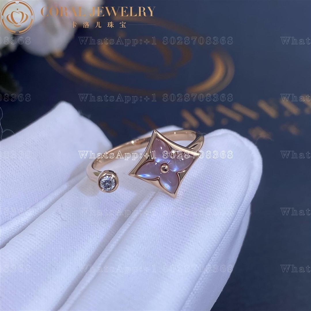 Louis Vuitton Color Blossom Mini Star Ring Pink Gold Pink Mother Of Pearl And Diamond Q9n07f Coral (2)