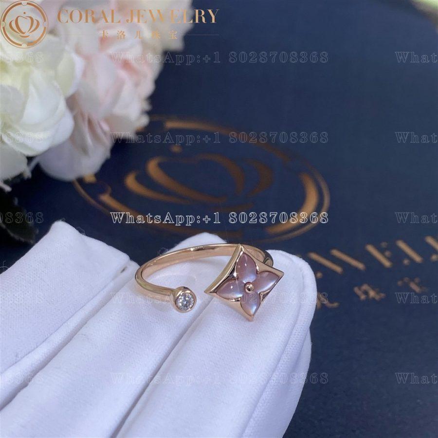 Louis Vuitton Color Blossom Mini Star Ring Pink Gold Pink Mother Of Pearl And Diamond Q9n07f Coral (3)